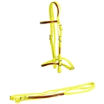 ****PHOTO SAMPLE*** $30 Safety Yellow Beta Biothane with Maroon Overlay English Bridle & Reins - Horse Size