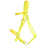 ****PHOTO SAMPLE*** $25 Safety yellow Beta Biothane with Sunflower Yellow Overlay Picnic Bridle Headstall - Horse Size