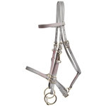 ****PHOTO SAMPLE*** $25 Gray Beta Biothane with Pink Thread Halter Bridle with Bit Hangers Headstall - Horse Size