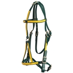 ****PHOTO SAMPLE*** $10 Hunter Green Beta Biothane with Yellow Overlay War Bridle Headstall - Horse Size