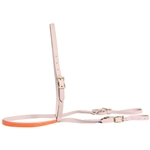 ****PHOTO SAMPLE*** $10 Lavender Beta Biothane with Orange Overlay Jumping Breast Collar - Horse Size