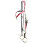 ****PHOTO SAMPLE*** $10 Gray Beta Biothane with Pink Overlay Western Headstall with Center Ring Browband - Horse Size