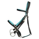 PADDED Traditional HALTER BRIDLE with BIT HANGERS made from BETA BIOTHANE with SHINY METALLIC LEATHER Padding