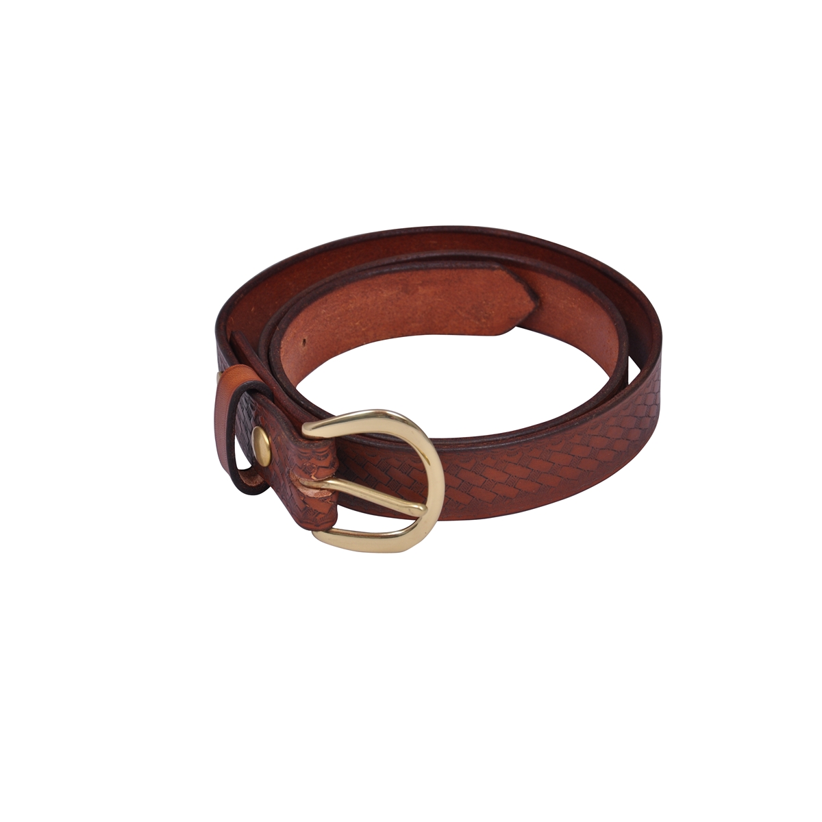 Leather Belt with Basket Weave Stamp | Two Horse Tack