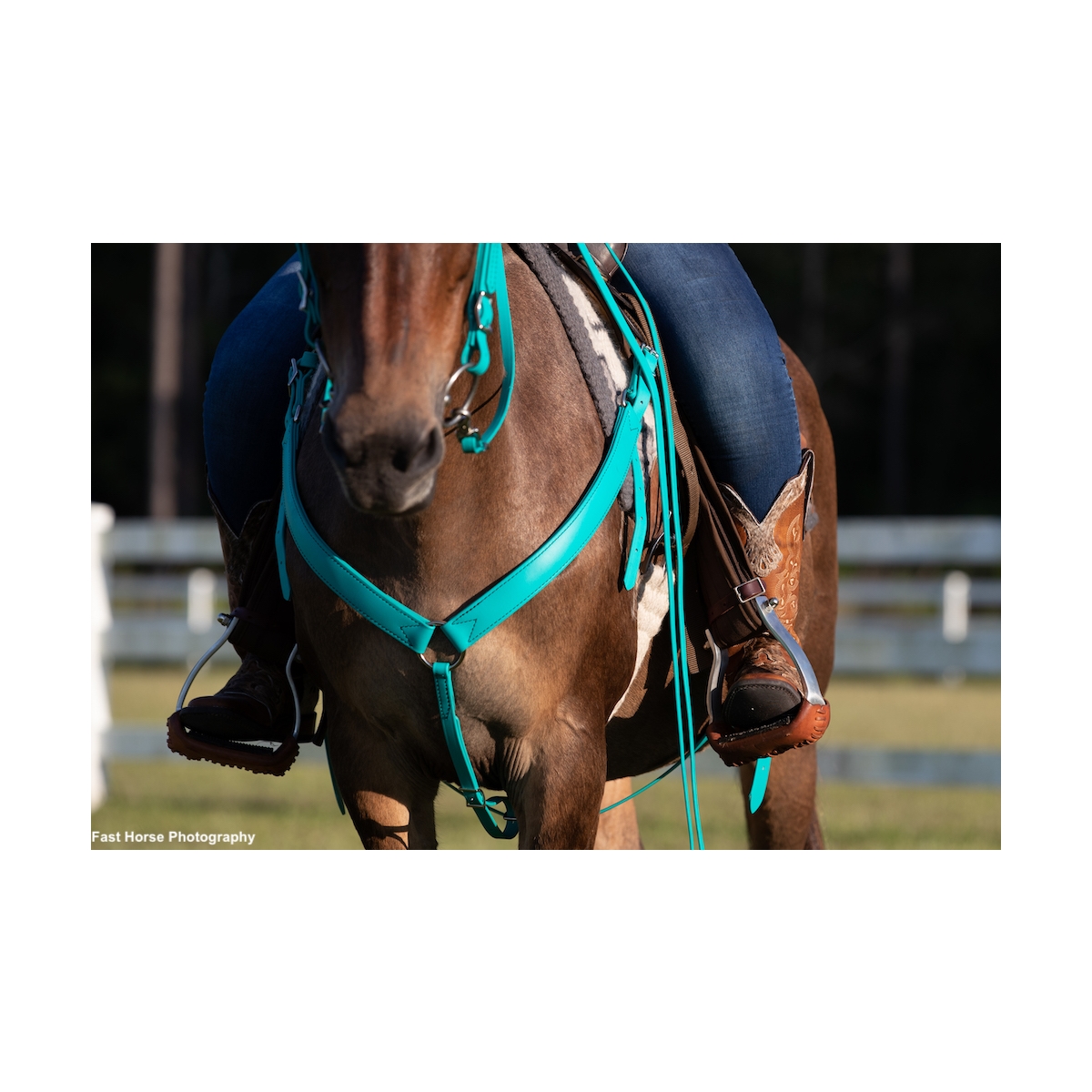 HORSE SIZE Teal ENGLISH BREAST COLLAR Made from BETA BIOTHANE READY MADE 