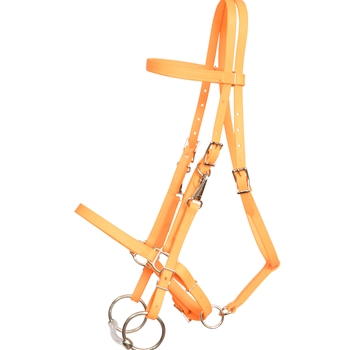 ****PHOTO SAMPLE*** $30 Mango Orange Beta Biothane Halter Bridle with Bit Hangers Headstall - Horse Size