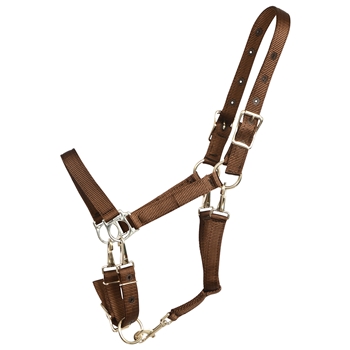 ****PHOTO SAMPLE*** $20Brown Nylon 5 Snap Convertible Grooming Halter - Horse Size