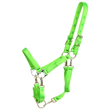 ****PHOTO SAMPLE*** $20 Lime Green Nylon 5 Snap Convertible Grooming Halter - Horse Size