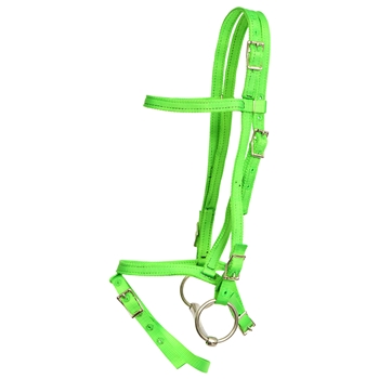 ****PHOTO SAMPLE*** $20 Lime Green Nylon Icelandic Bridle Headstall with Flash Noseband - Horse Size