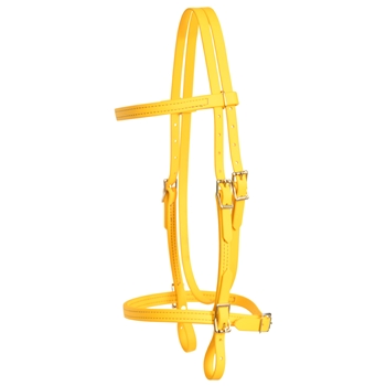 ****PHOTO SAMPLE*** $15 Sunflower Yellow Beta Biothane English Headstall with Purple Thread - Horse Size