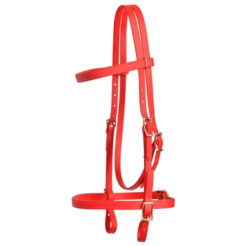 ****PHOTO SAMPLE*** $20 Red Beta Biothane English Headstall with Pink Thread - Horse Size