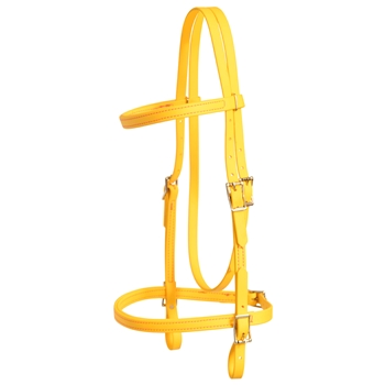 ****PHOTO SAMPLE*** $20 Sunflower Yellow Beta Biothane English Headstall with Pink Thread - Horse Size