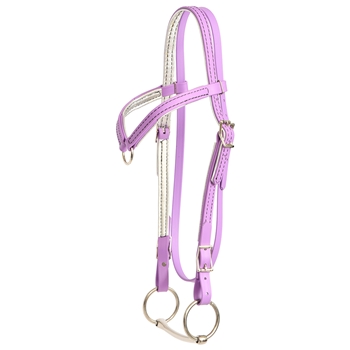 METALLIC LEATHER PADDED Beta Biothane Western Bridle with Center Ring Browband