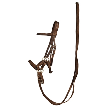 ****PHOTO SAMPLE*** $30 Brown Nylon Sidepull Bitless Bridle with Matching English Reins - Horse Size