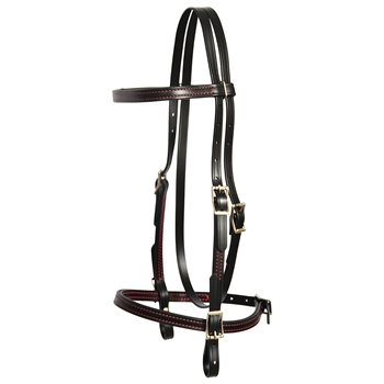 ****PHOTO SAMPLE*** $20 Black with Pink Thread Better Than Leather English Headstall  - Horse Size
