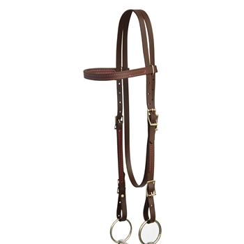 ****PHOTO SAMPLE*** $20 Dark Brown Gold with Pink Thread Beta Biothane Western Bridle Headstall - Horse Size