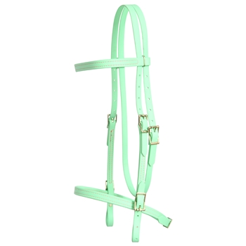 ****PHOTO SAMPLE*** $20 Mint/Seafoam Green with Pink Thread Beta Biothane English Headstall - Horse Size