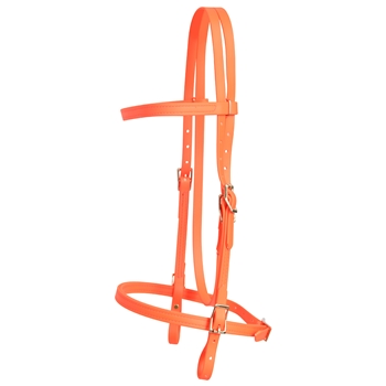 ****PHOTO SAMPLE*** $20 Hunters Orange with Pink Thread Beta Biothane English Headstall - Horse Size