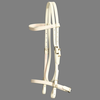 ****PHOTO SAMPLE*** $20 White with Pink Thread Beta Biothane English Headstall - Horse Size