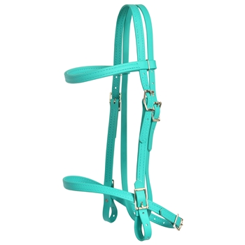 ****PHOTO SAMPLE*** $20 Turquoise Beta Biothane with Turquoise Thread English Headstall - Horse Size