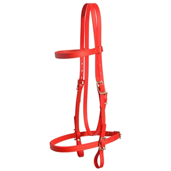 ****PHOTO SAMPLE*** $20 Red Beta Biothane with Lime Green Thread English Headstall - Horse Size