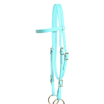 ****PHOTO SAMPLE*** $20 Baby Blue Beta Biothane with Green Thread Western Headstall - Horse Size