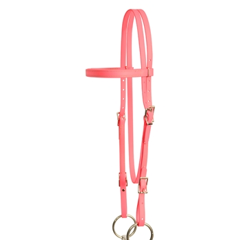 ****PHOTO SAMPLE*** $20 Bubblegum Pink Beta Biothane with Green Thread Western Headstall - Horse Size