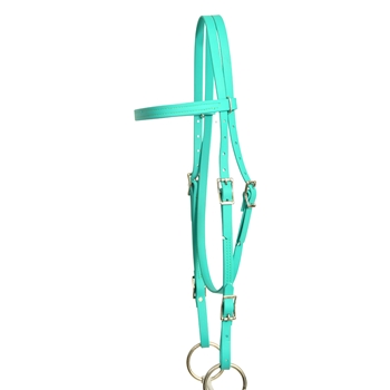****PHOTO SAMPLE*** $20 Turquoise Beta Biothane with Green Thread Western Headstall - Horse Size