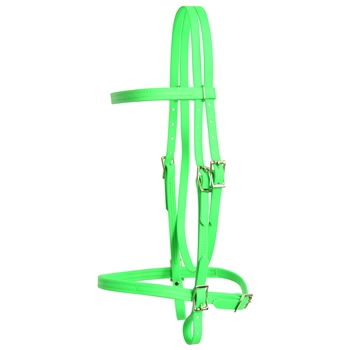 ****PHOTO SAMPLE*** $20 Lime Green Beta Biothane with Green Thread English Headstall - Horse Size