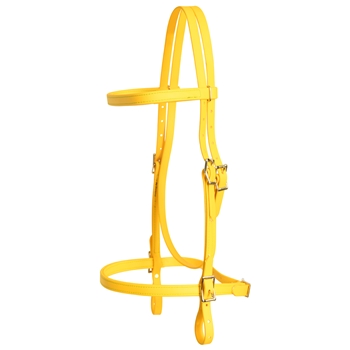 ****PHOTO SAMPLE*** $20 Sunflower Yellow Beta Biothane with Green Thread English Headstall - Horse Size