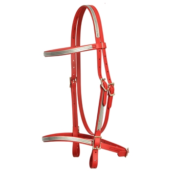 ****PHOTO SAMPLE*** $25 Chili Red Beta Biothane English Bridle Headstall with Gray Overlay - Horse Size