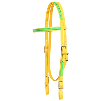 ****PHOTO SAMPLE*** $20 Sunflower Yellow Beta Biothane with Light Green Overlay Western Headstall - Horse Size