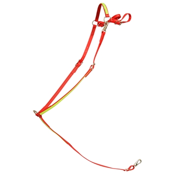 ****PHOTO SAMPLE*** $25 Red Beta Biothane with Safety Yellow Overlay English Breast Collar - Horse Size