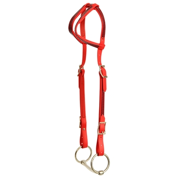 ****PHOTO SAMPLE*** $10 Red Beta Biothane with Burgundy Overlay 2 Ear Western Headstall - Horse Size