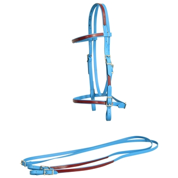 ****PHOTO SAMPLE*** $30 Light Blue Beta Biothane English Bridle with Matching  Reins - Horse Size