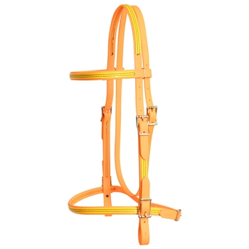 ****PHOTO SAMPLE*** $20 Mango Orange Beta Biothane with Sunflower Yellow English Headstall - Horse Size