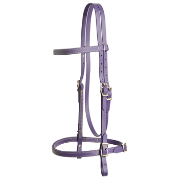 ****PHOTO SAMPLE*** $20 Purple Beta Biothane with Yellow Thread English Headstall - Horse Size