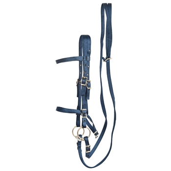 ****PHOTO SAMPLE*** $20 Navy Blue Nylon English Bridle & Matching Reins - Horse Size