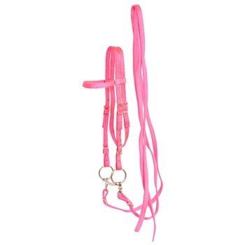 ****PHOTO SAMPLE*** $15 Hot Pink Nylon Western Bridle and Reins - Horse Size
