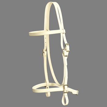 ****PHOTO SAMPLE*** $20 White Beta Biothane with Yellow Thread English Headstall - Horse Size