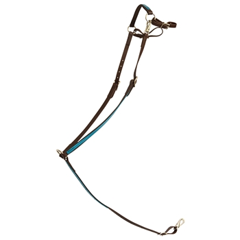 ****PHOTO SAMPLE*** $25 Dark Brown Beta Biothane with Turquoise Overlay English Breast Collar - Horse Size