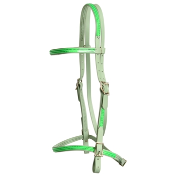 ****PHOTO SAMPLE*** $15 Sage Green Beta Biothane with Green Overlay English Headstall - Horse Size