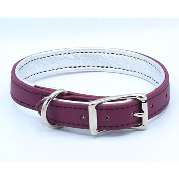 METALLIC LEATHER Padded Dog Collar